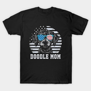 Doodle Mom Endoodle Dog American Flag 4Th Of July T-Shirt